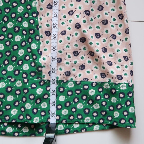 Boden Green Pink Floral 3/4 Sleeve Mini Dress Viscose Boho Spring Summer Size 2 - Picture 13 of 16